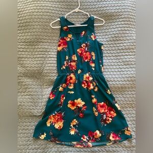 Floral Dress in Teal and Orange